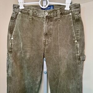 Abercrombie Fitch Mens Loose Rigid Denim Carpenter Jeans Olive Green Size 28x30